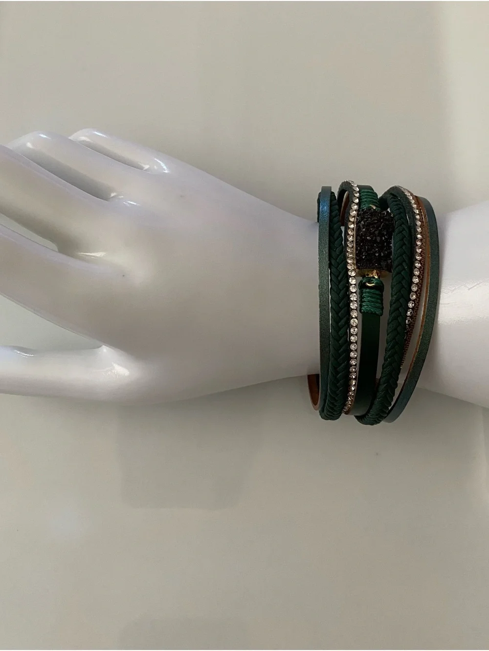 Green Multi-Strand Druzy Wrap Bracelet